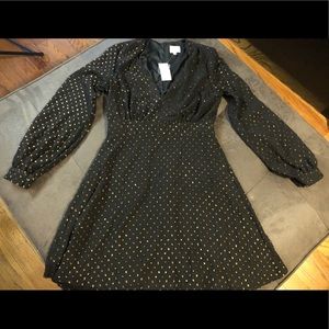 AEO Dee Elly Gold Sparkle Black Dress